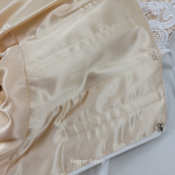 Mac Duggal Ivory/Nude Mermaid Beaded Dress Sz 6 White Floral W/ Train - Picture 14 of 16